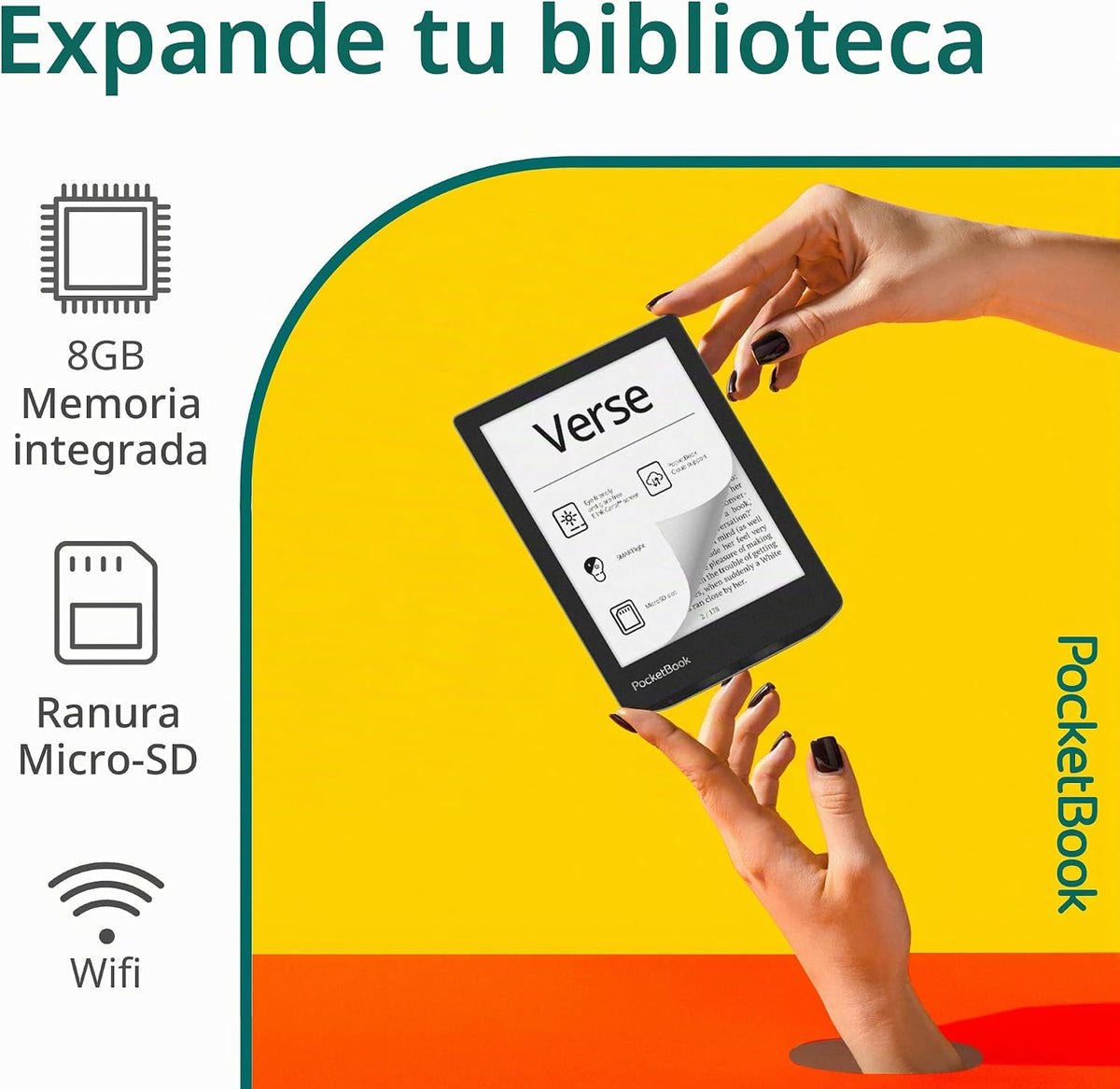 PocketBook Verse E-Readers | Pantalla táctil HD E-Ink Carta™ de 6 p...