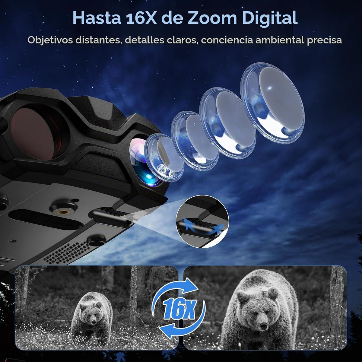 WARMTUYO Gafas de visión nocturna 4K para adultos, prismáticos digi...
