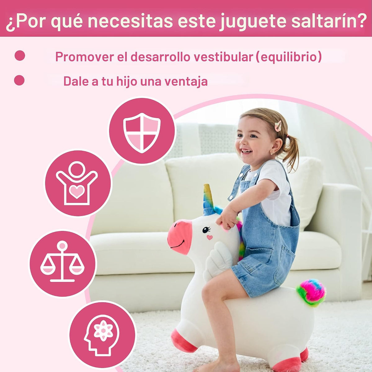 iPlay, iLearn Bouncy Pals Caballo Saltarín de Unicornio, Juguete In...