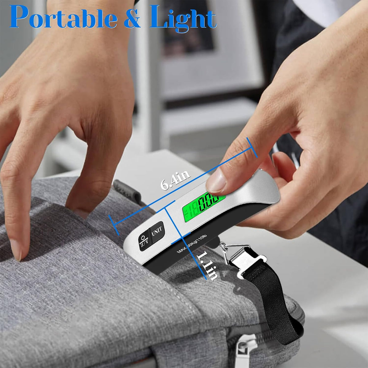 Báscula de equipaje, báscula de equipaje de 110 lb con funciones de...