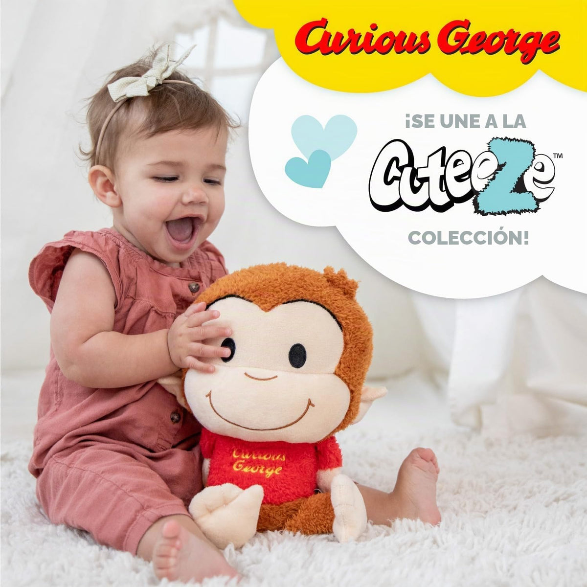 Curious George Cuteeze - Mono de peluche de animal de peluche, boni...