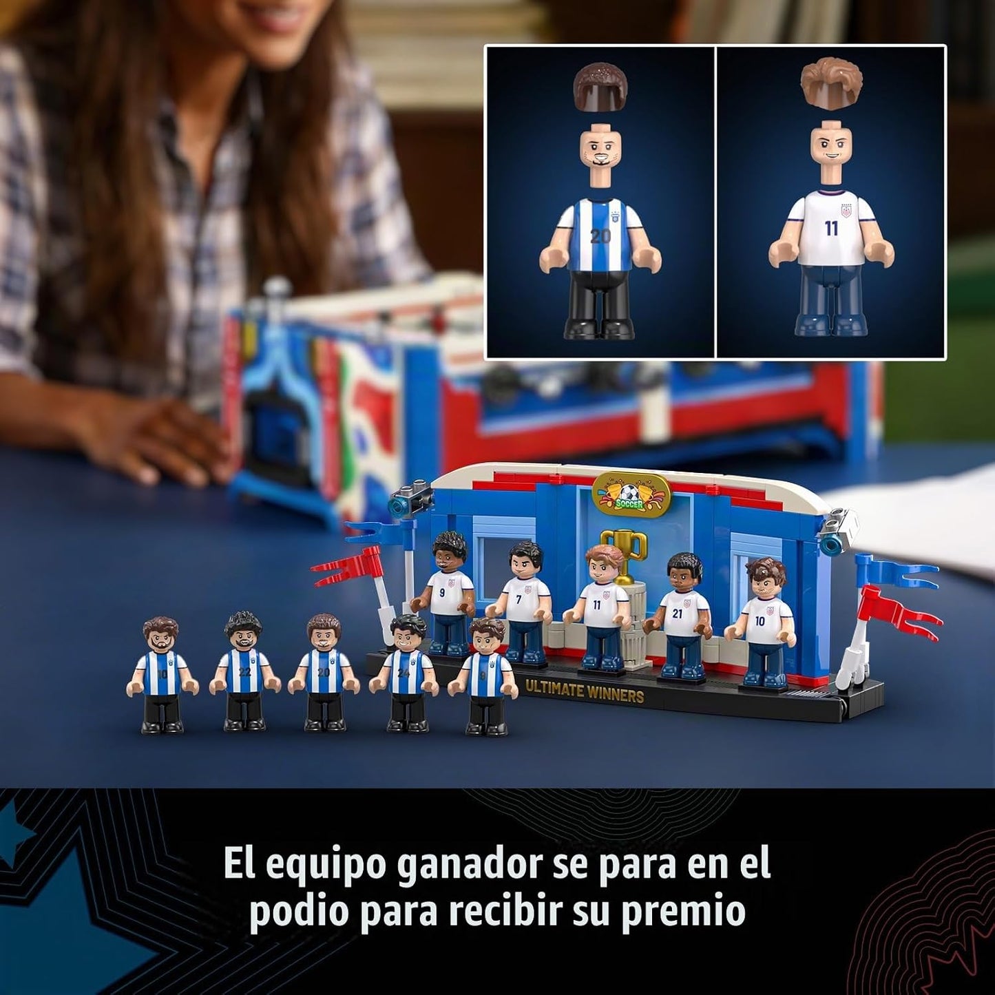Tweandar Soccer Match Trophy Juego de construcción de mesa de fútbo...