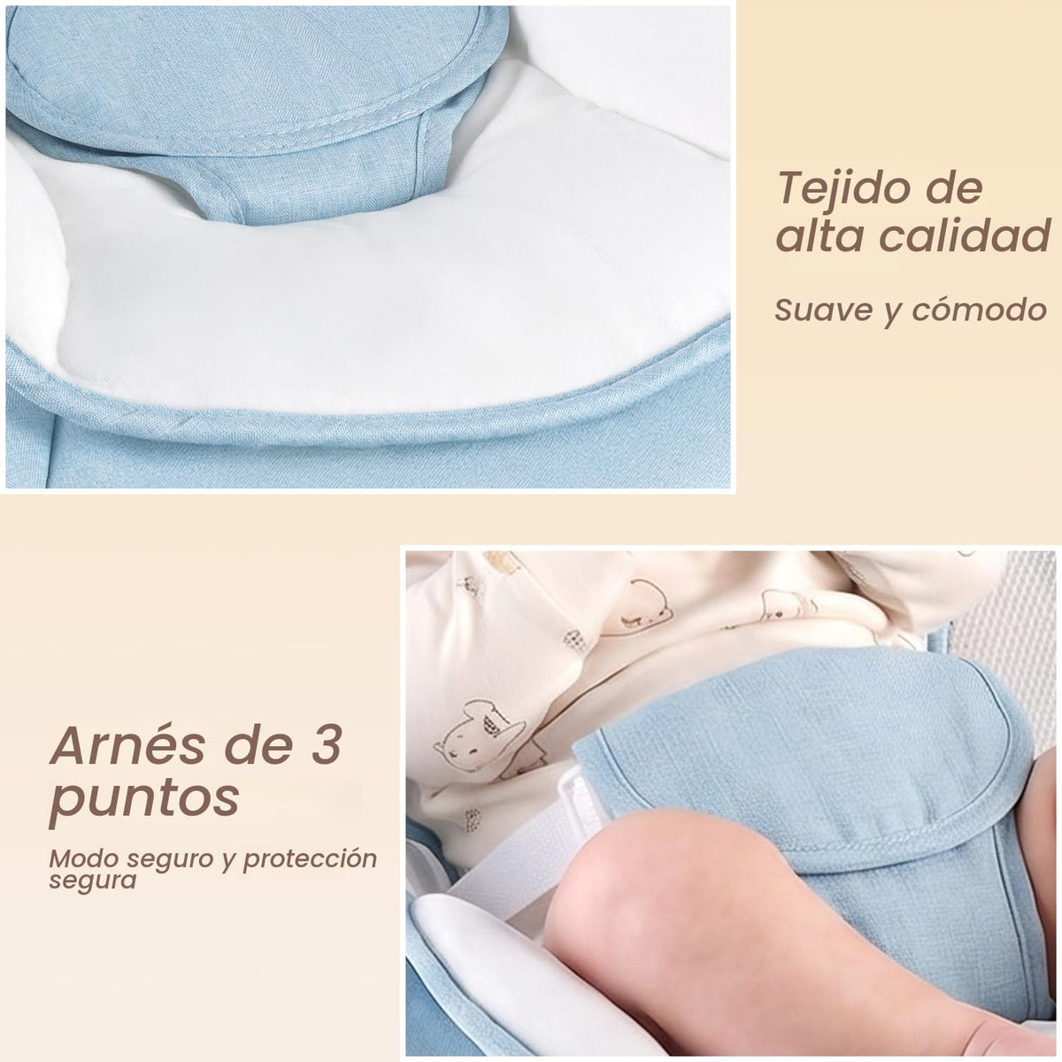 Columpio inteligente para bebé con Bluetooth y control remoto - 5 v...