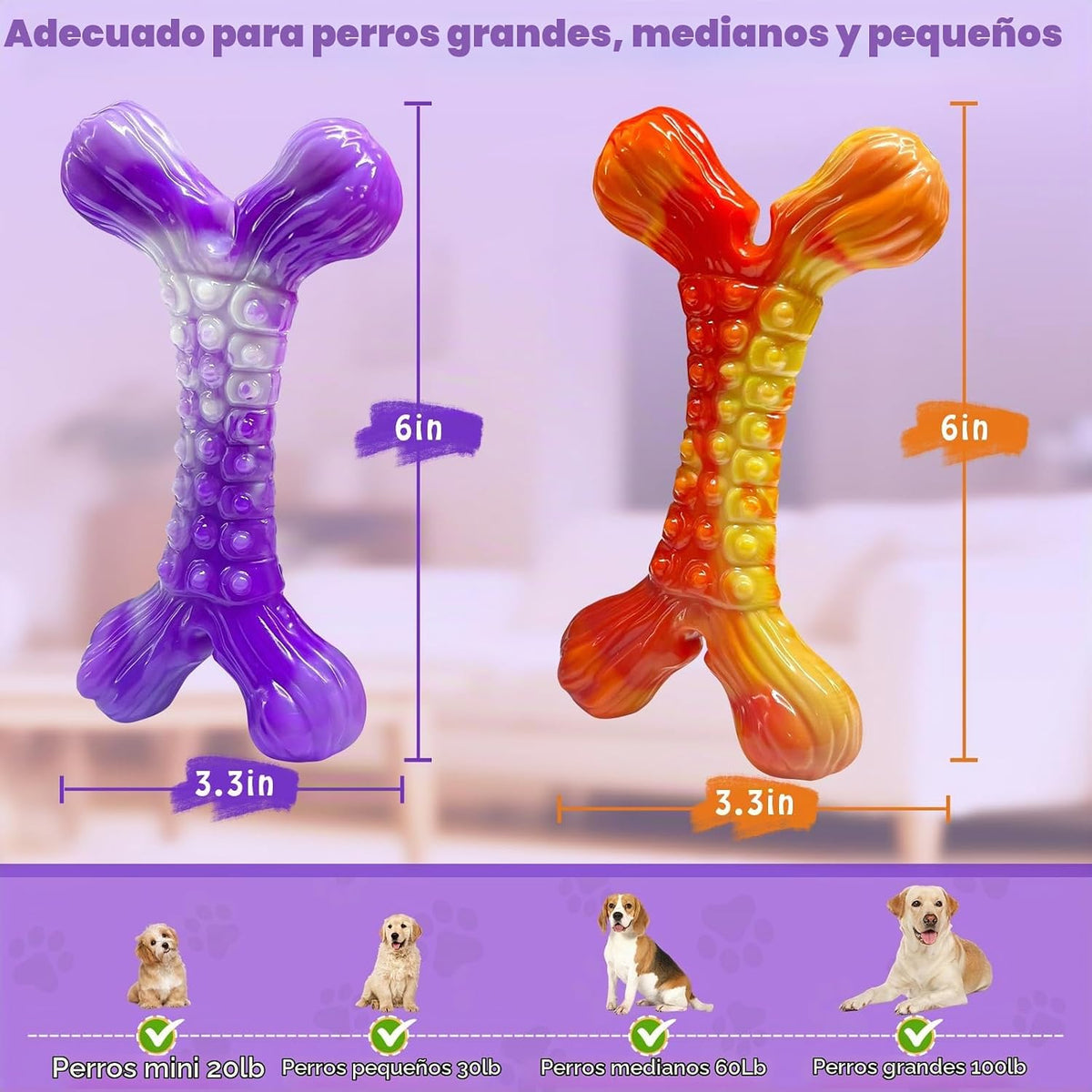WOWBALA Juguete masticador agresivo para perros, paquete de 2 jugue...