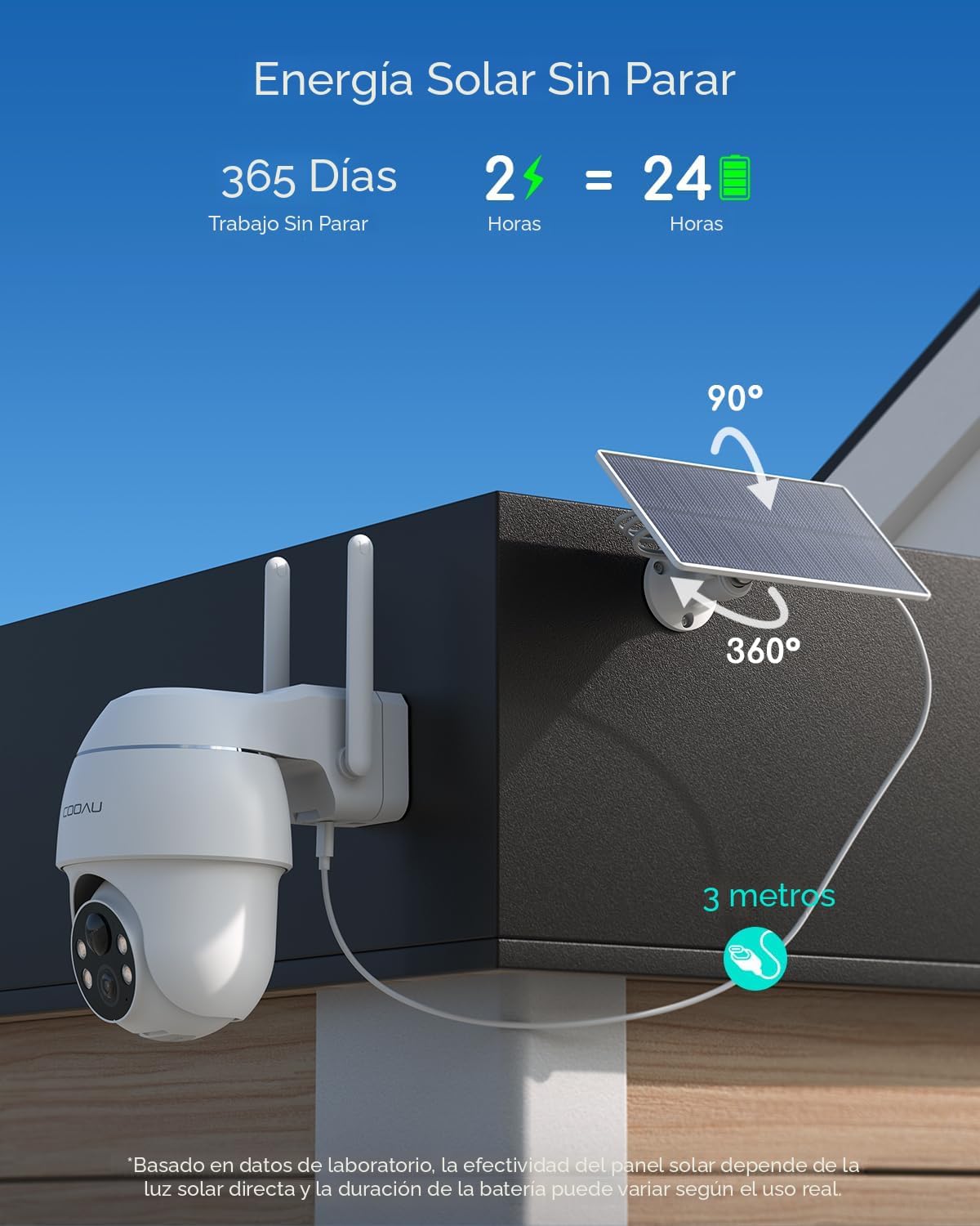 COOAU Cámaras de seguridad solares de 2,5 K\/4 MP inalámbricas para...