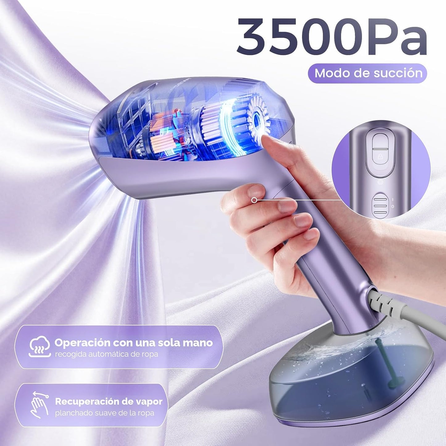 Mxnsewr Vaporizador al vacío para ropa, vaporizador de mano 3500Pa...