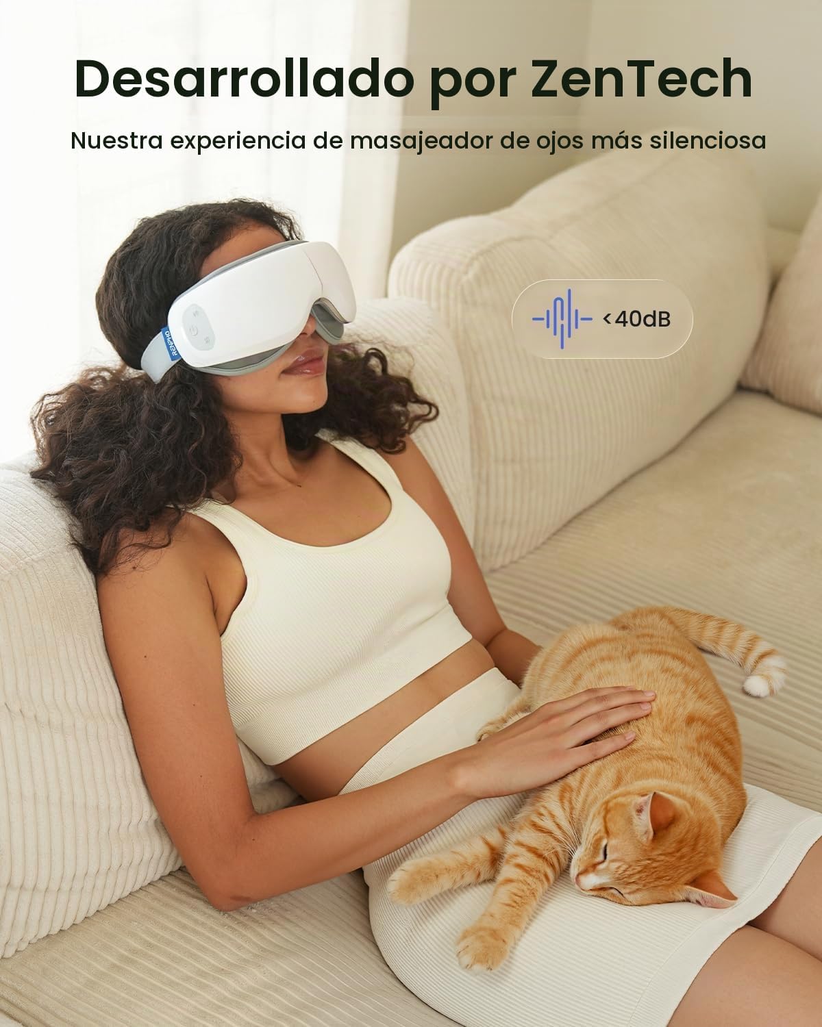 Eyeris Zen - Masajeador de ojos ultra silencioso, máscara térmica l...