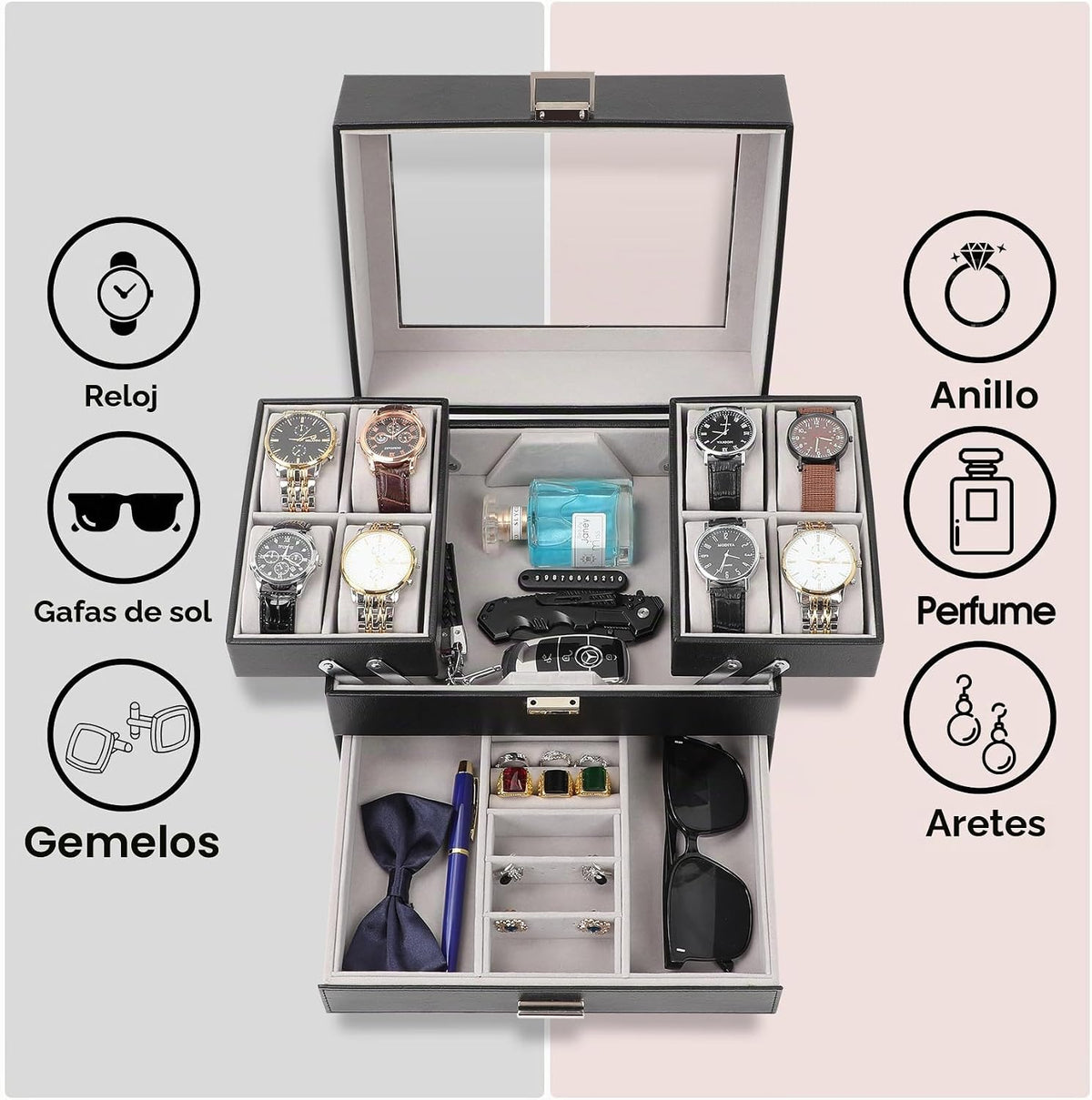 Dajasan Caja de reloj, Caja de reloj para hombres, Caja de exhibici...