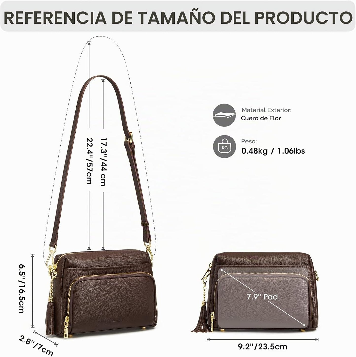 Kattee Bolso cruzado de cuero para mujer, pequeño, antirrobo, con c...