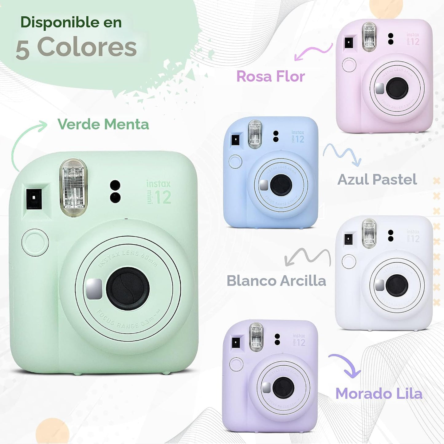 Fujifilm Instax Mini 12 Cámara Instantánea Lila Púrpura y 60 Hojas...