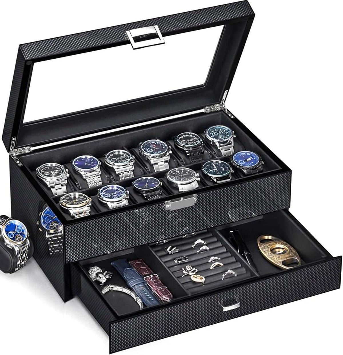 BEWISHOME Estuche de Reloj de Alta Gama, Caja de Reloj de Madera de...
