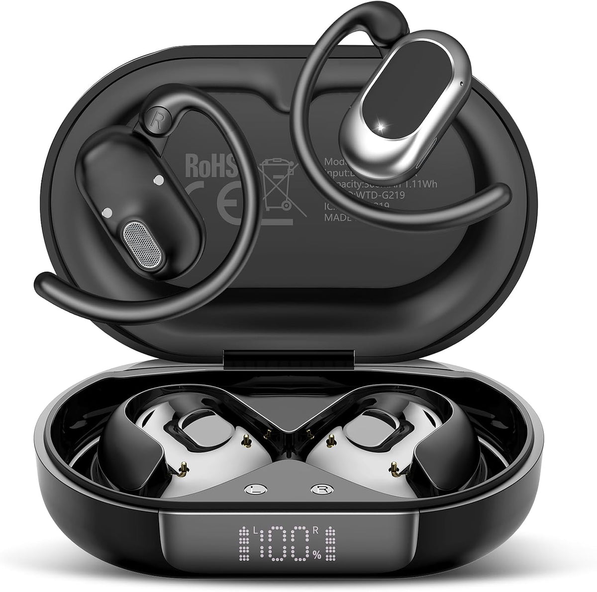 Auriculares de oreja abierta, auriculares 2026 sobre la oreja con g...