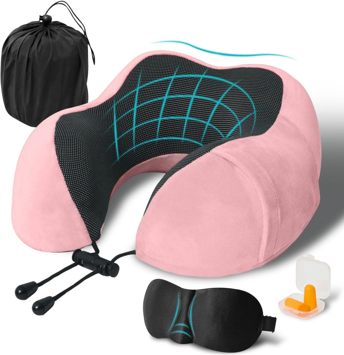 Almohada de viaje, almohada de cuello de espuma viscoelástica para...