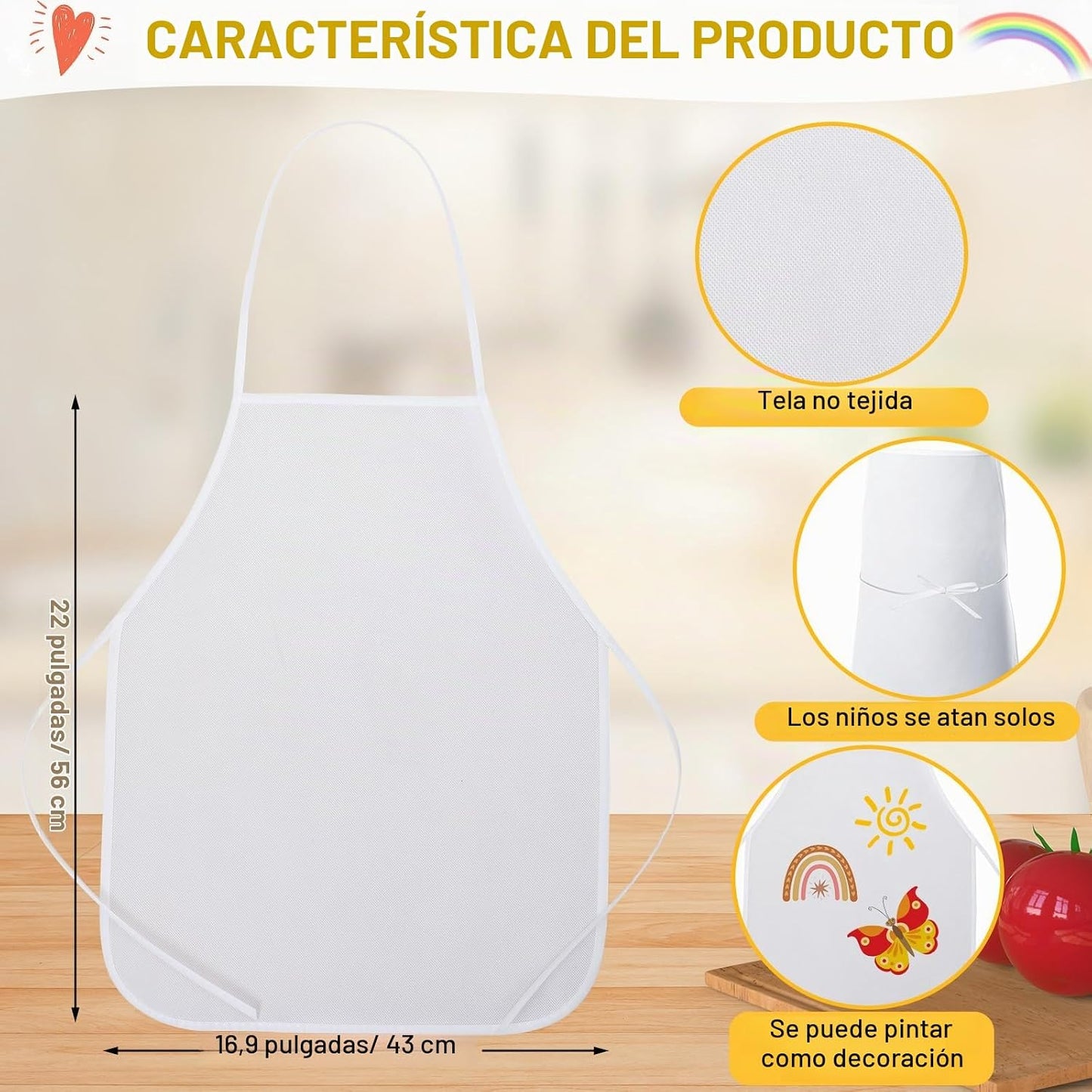 JaGely Juego de sombrero y delantal de chef para niños de 60 piezas...