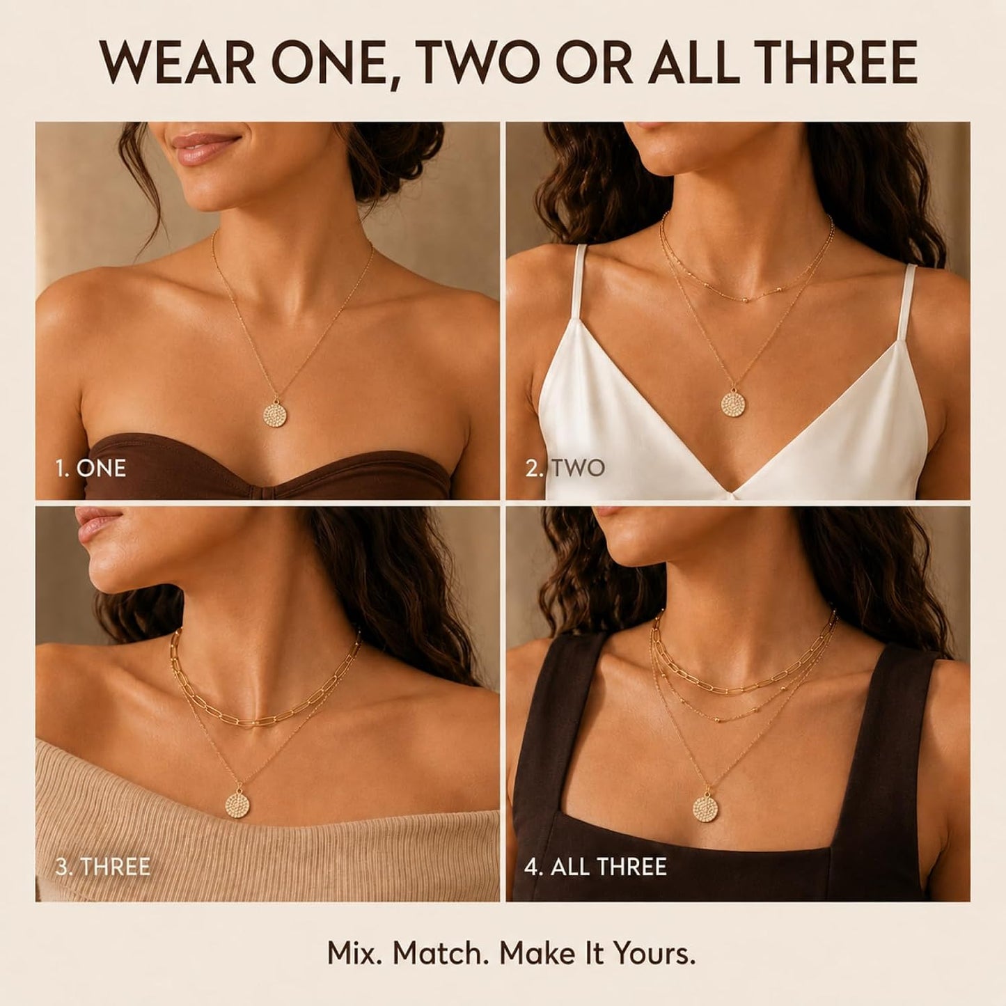 VYTOSA Collares en capas para mujer, juego de collar de oro platead...