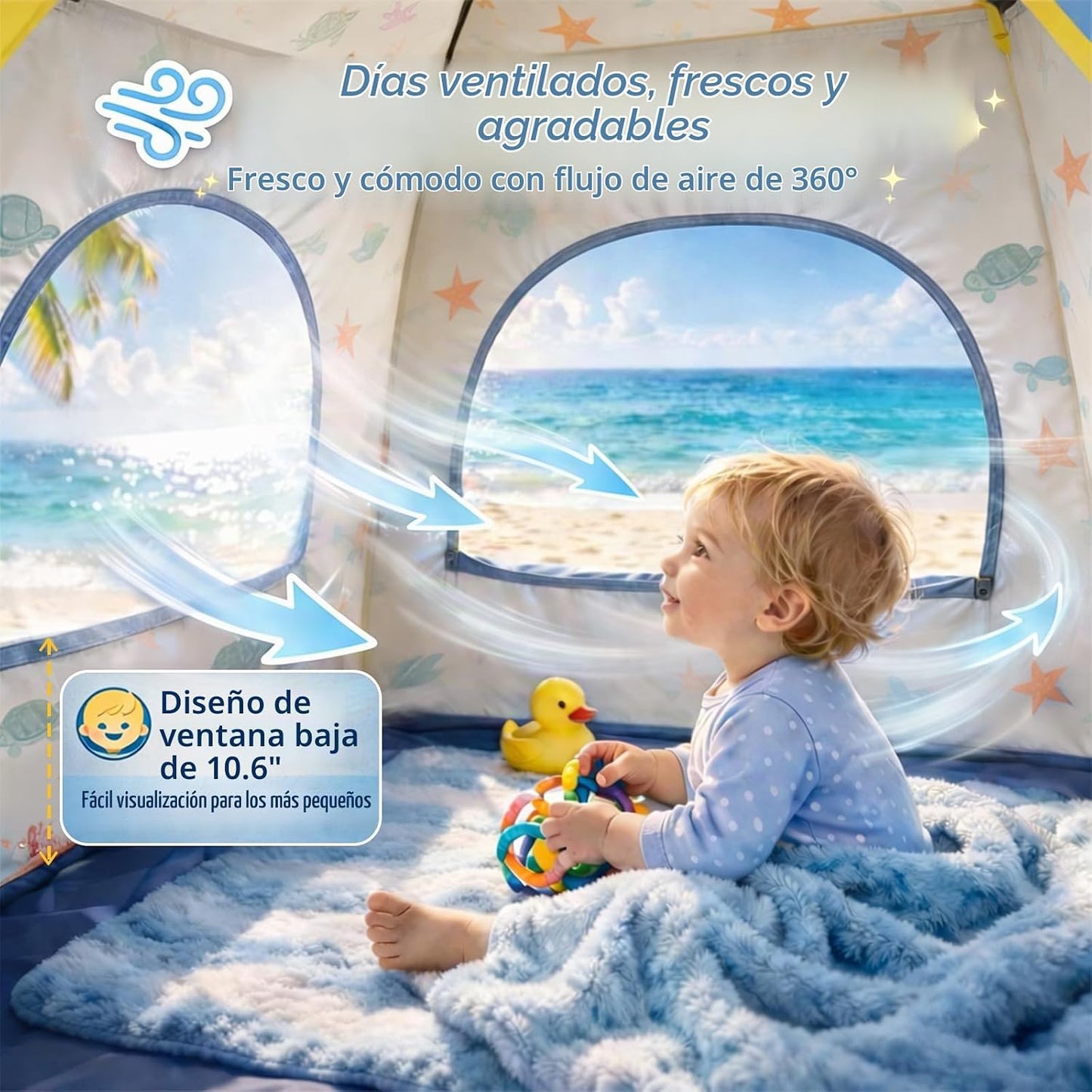 Tienda de campaña de playa para bebés con protección UV UPF 50+, in...