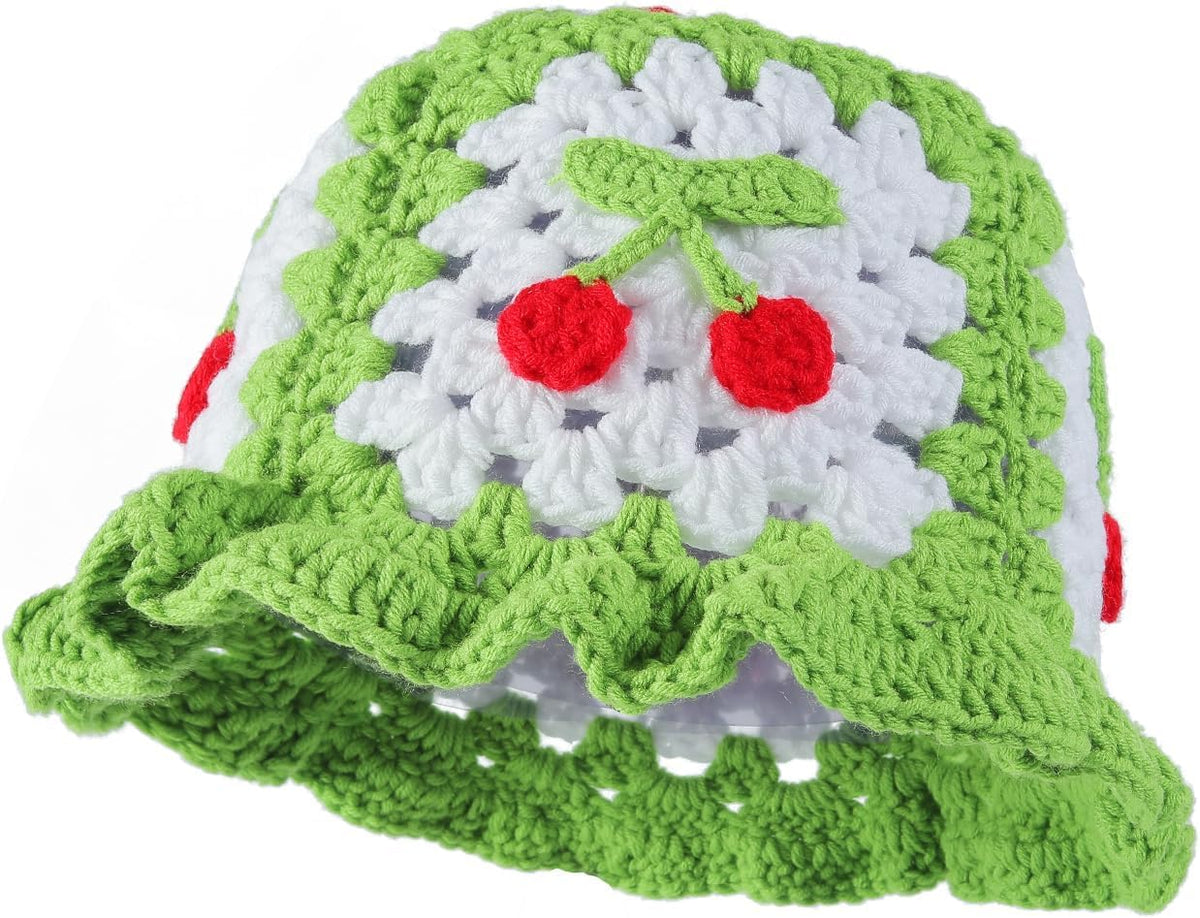 Fiewmay Sombrero de pescador de ganchillo para mujer, hecho a mano,...