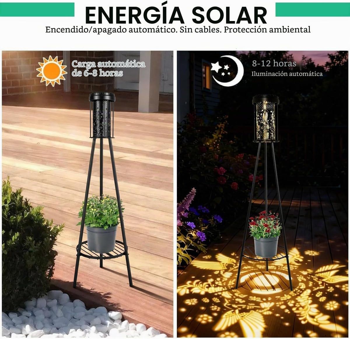 SendaLife Lámparas de piso solares para exterior RGB con cambio de...