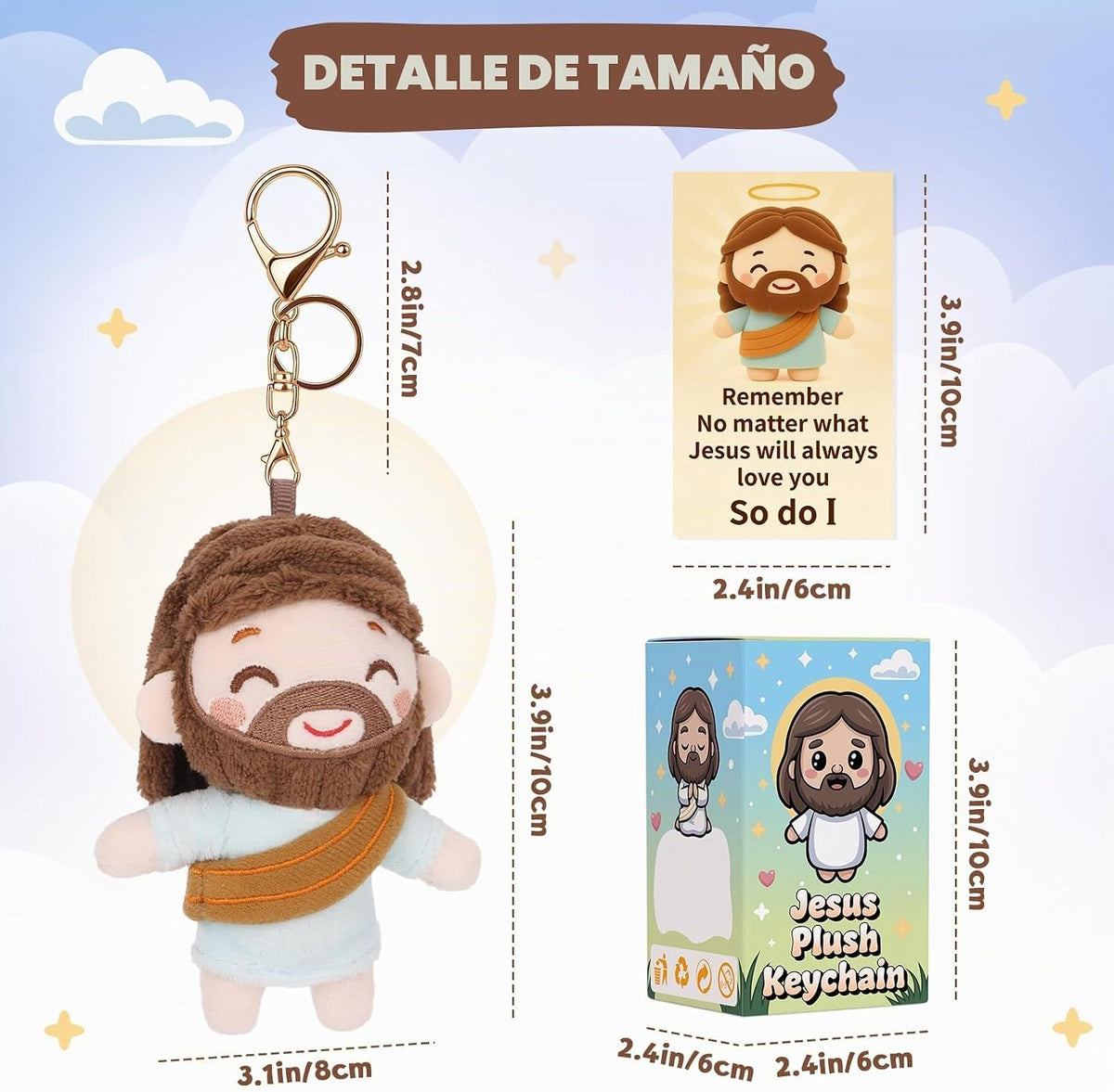 FunisFun Llavero de peluche de Jesús, mini muñeca de peluche de Jes...