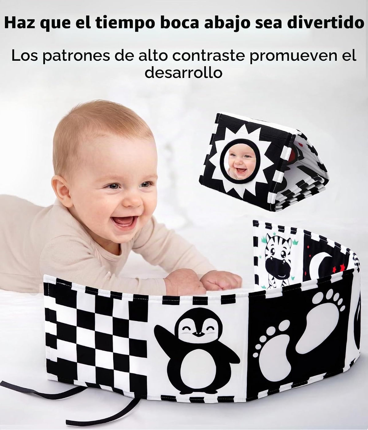 Yeeeasy Libros de bebé en blanco y negro para recién nacidos de 0 a...