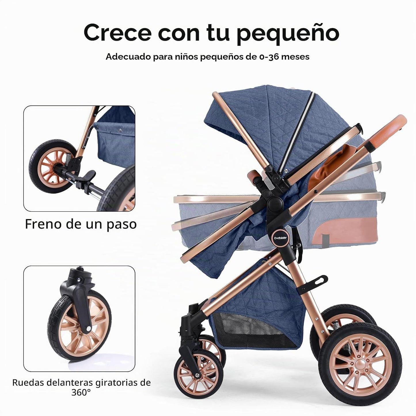 Cochildor DuraFlex - Cochecito de bebé 2 en 1, cochecito de viaje p...