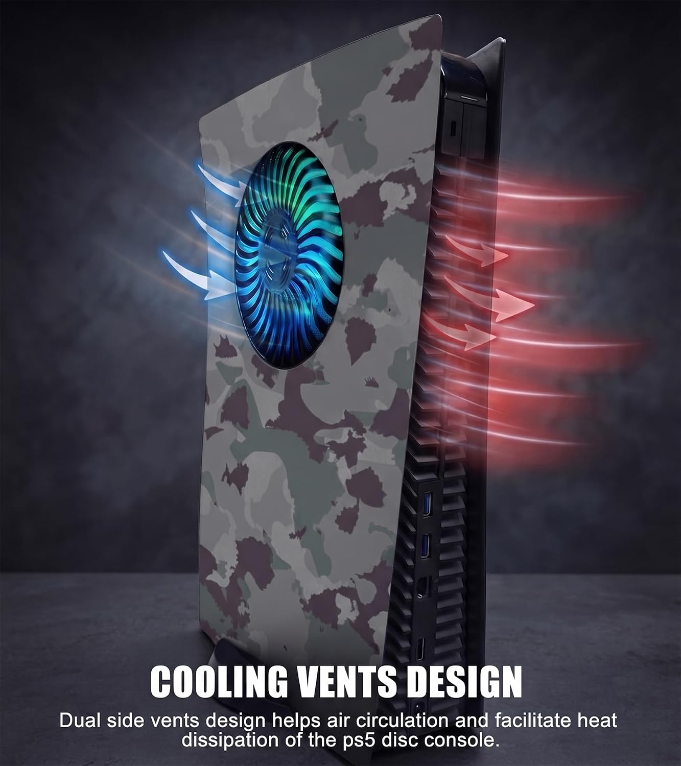 arVin Placa frontal para PS5 Edición digital con ventilación y acce...