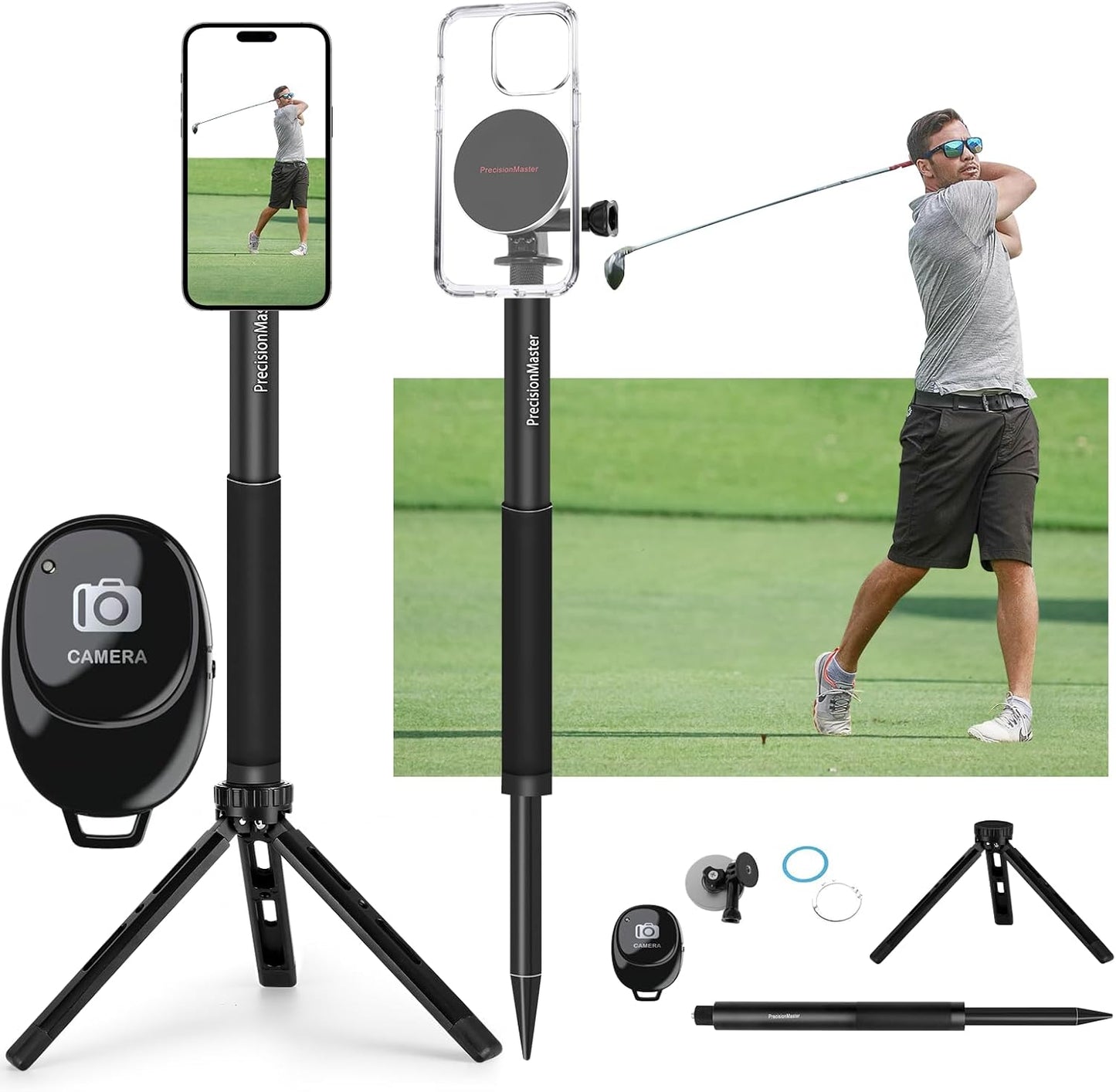 PrecisionMaster Trípode de golf y monopie, palo magnético de pelícu...