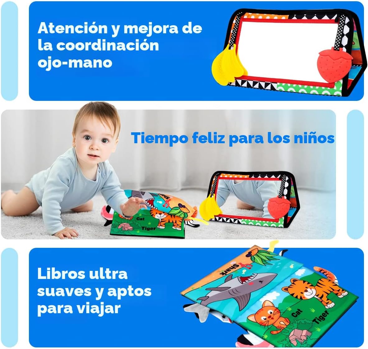 Juguetes para el tiempo de barriga 0-6 meses: juguete de espejo par...