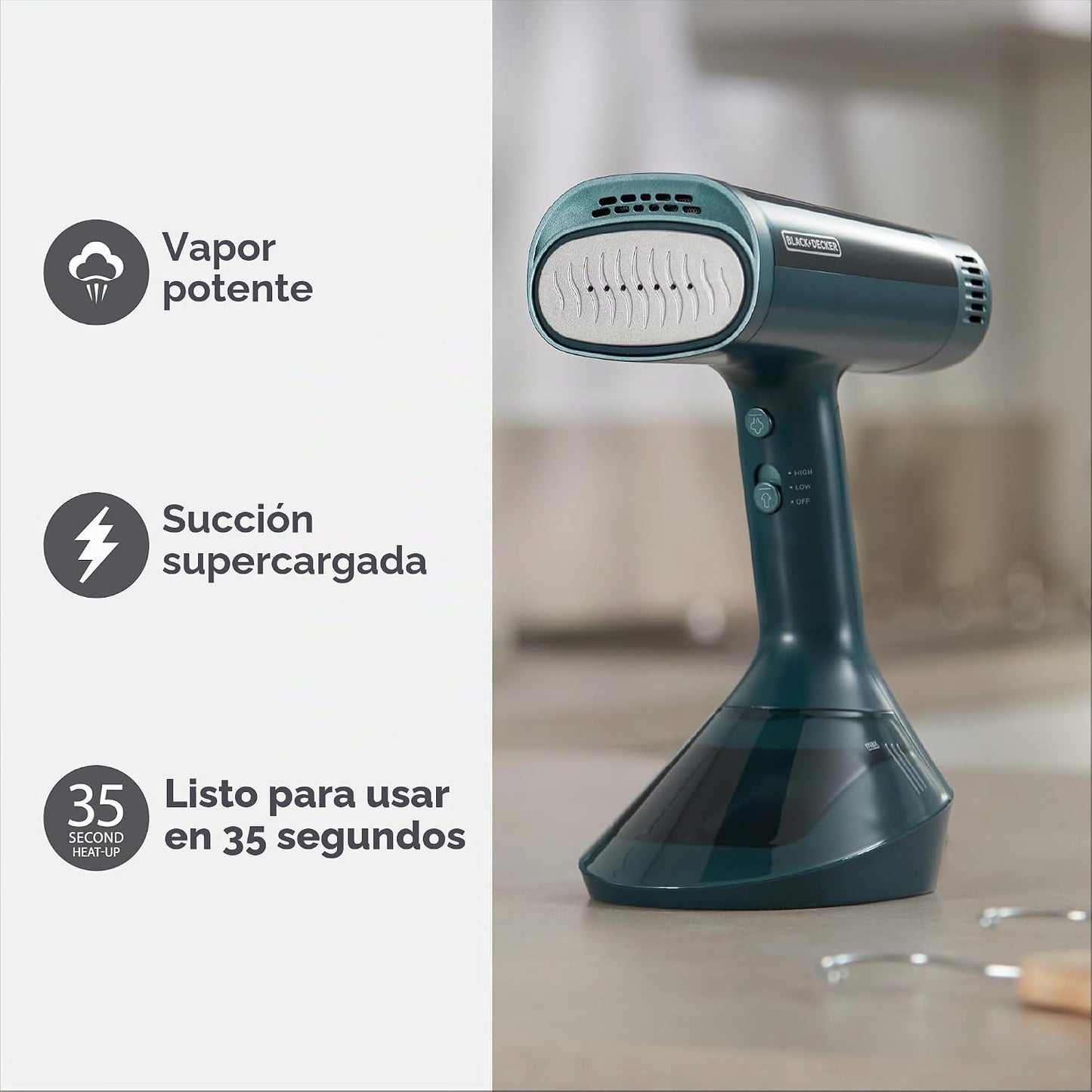 BLACK+DECKER™ VacuSteam™ - Vaporizador de mano para ropa, 1400 W, t...
