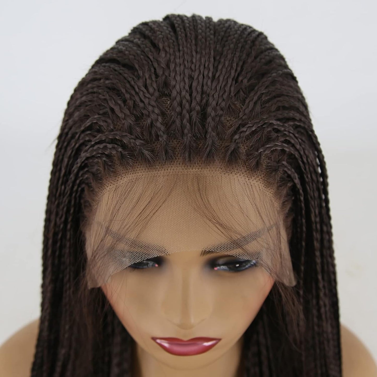 BTWTRY Peluca de cabello sintético con encaje frontal micro trenzad...