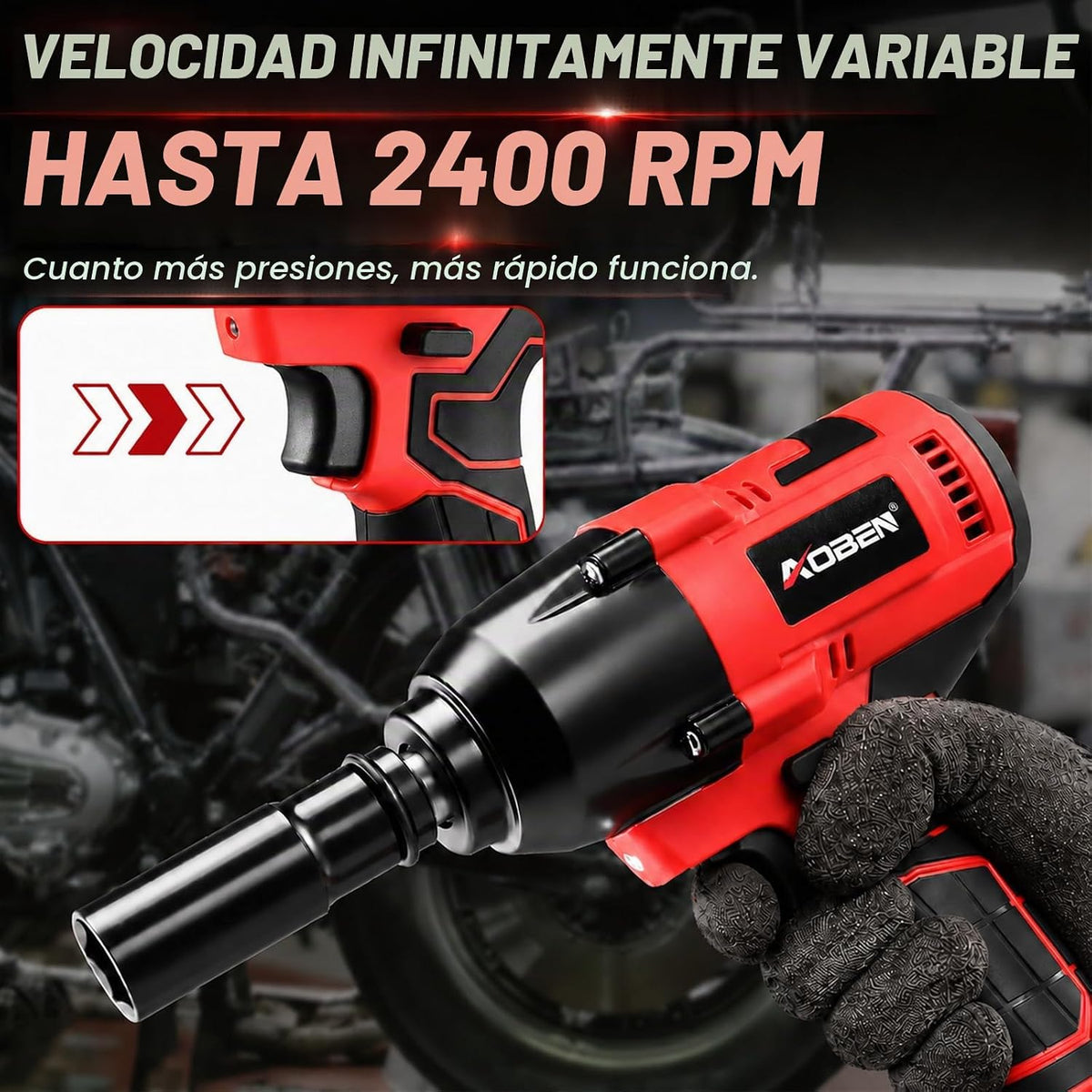 AOBEN Llave de impacto inalámbrica de 1\/2 pulgada, kit de pistola...