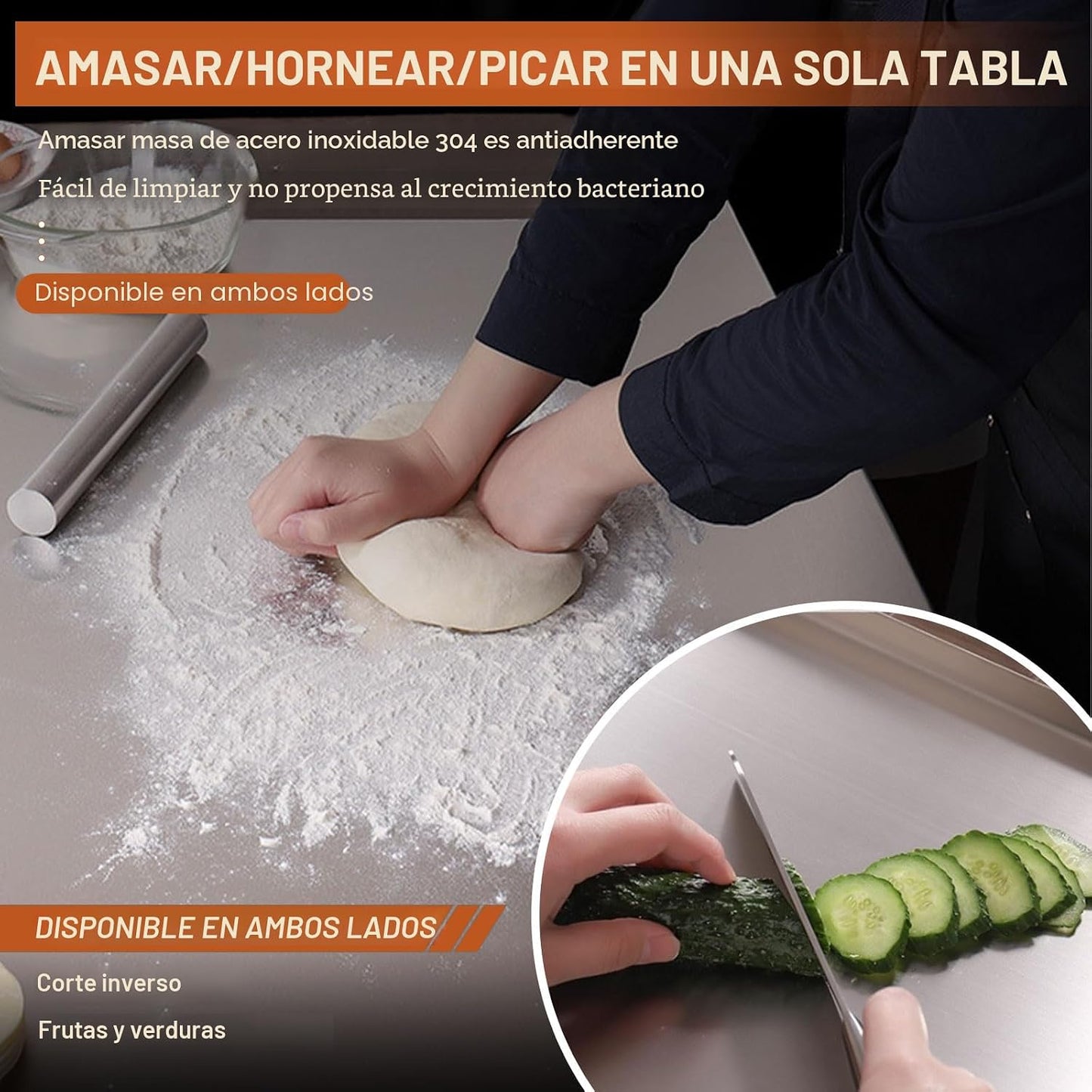 Tablas de cortar de acero inoxidable para cocina, tablas de cortar...