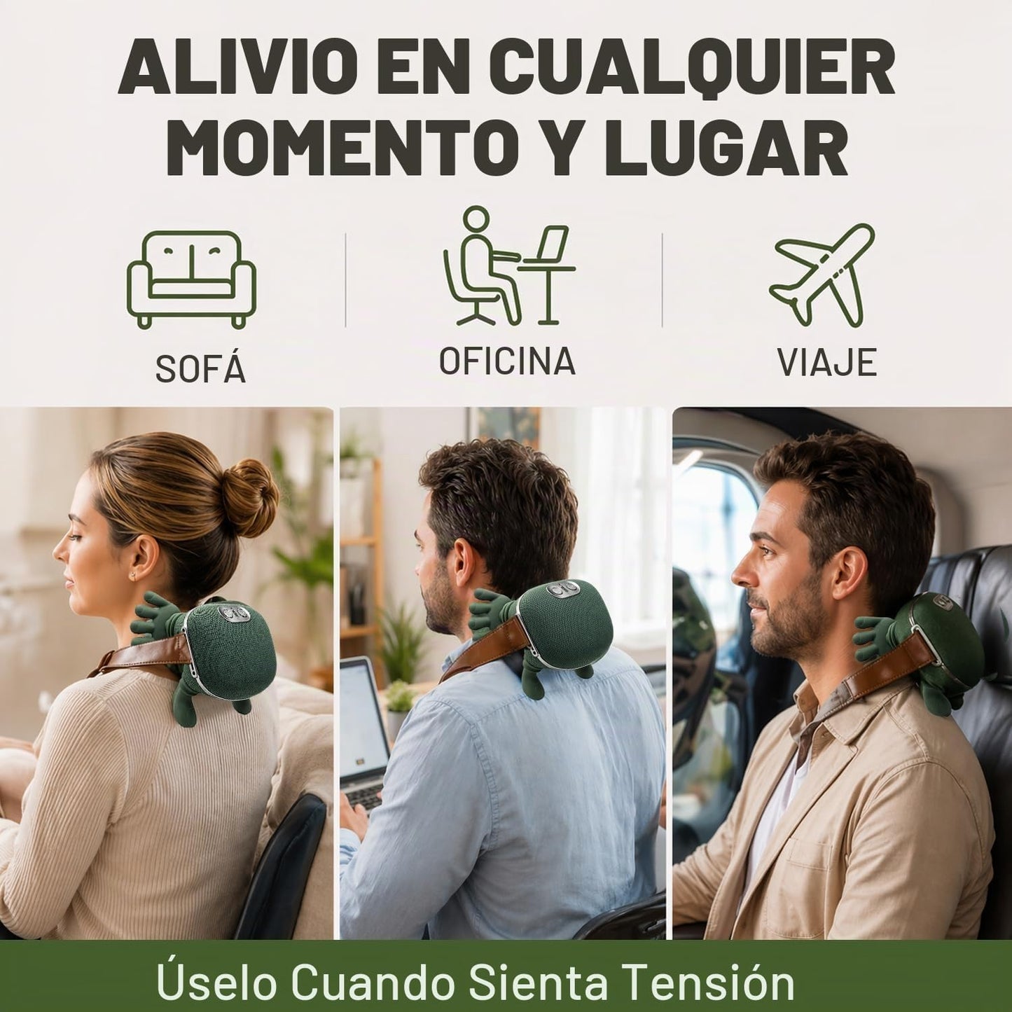 BeFit24 Masajeador de cuello de tejido profundo con calor, se sient...