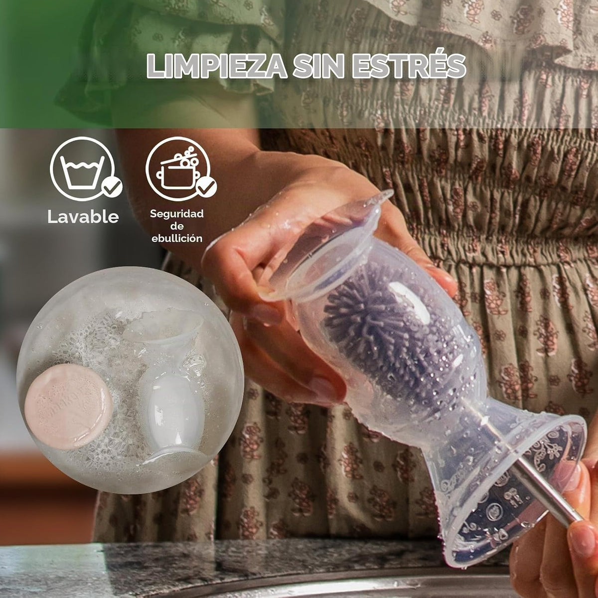 haakaa Extractor de leche manual de silicona y tapa de silicona (ru...