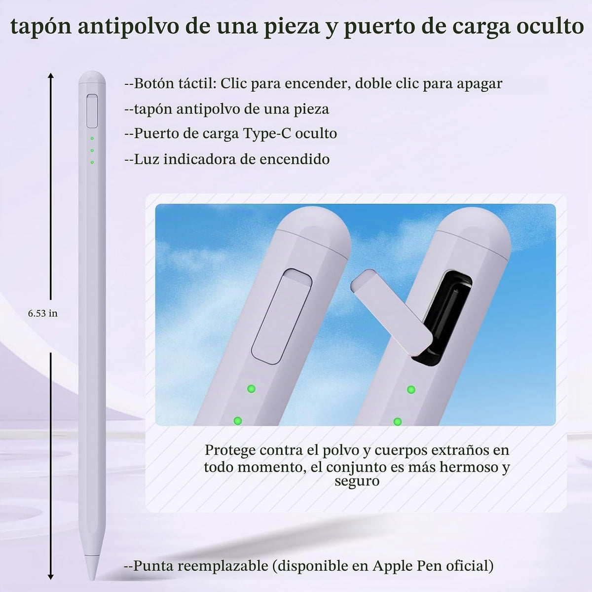 Pluma táctil para iPad 11 y 10ª generación, carga 14 minutos más rá...