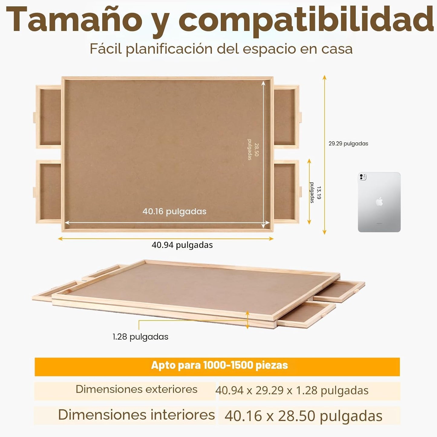 Tabla giratoria de rompecabezas de 2000 piezas con 4 cajones, mesa...