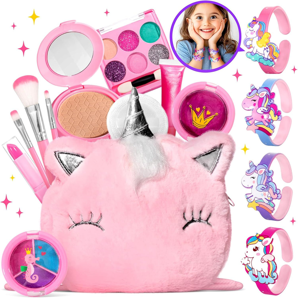 ULOVEME Kit de maquillaje real para niñas pequeñas - juguete de maq...