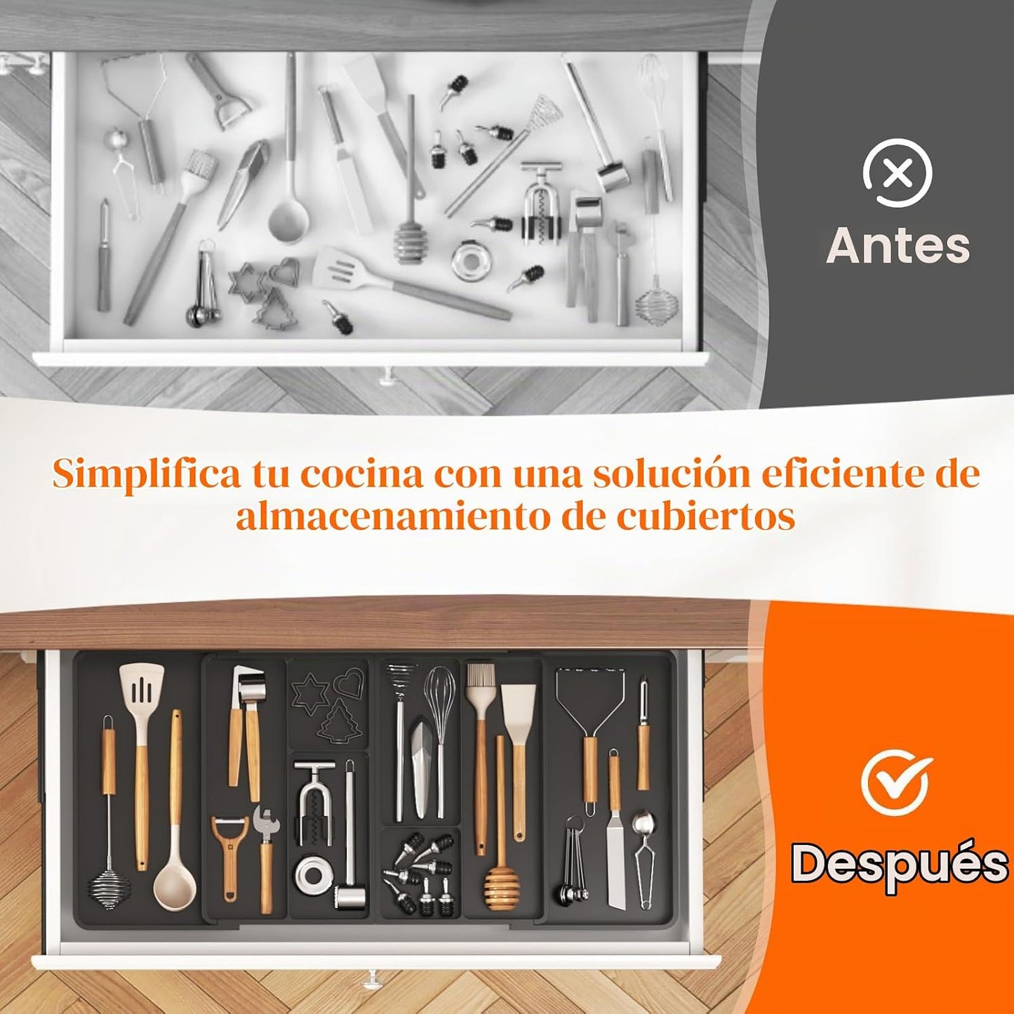 Lifewit Organizador de utensilios expandible para cajón de cocina,...