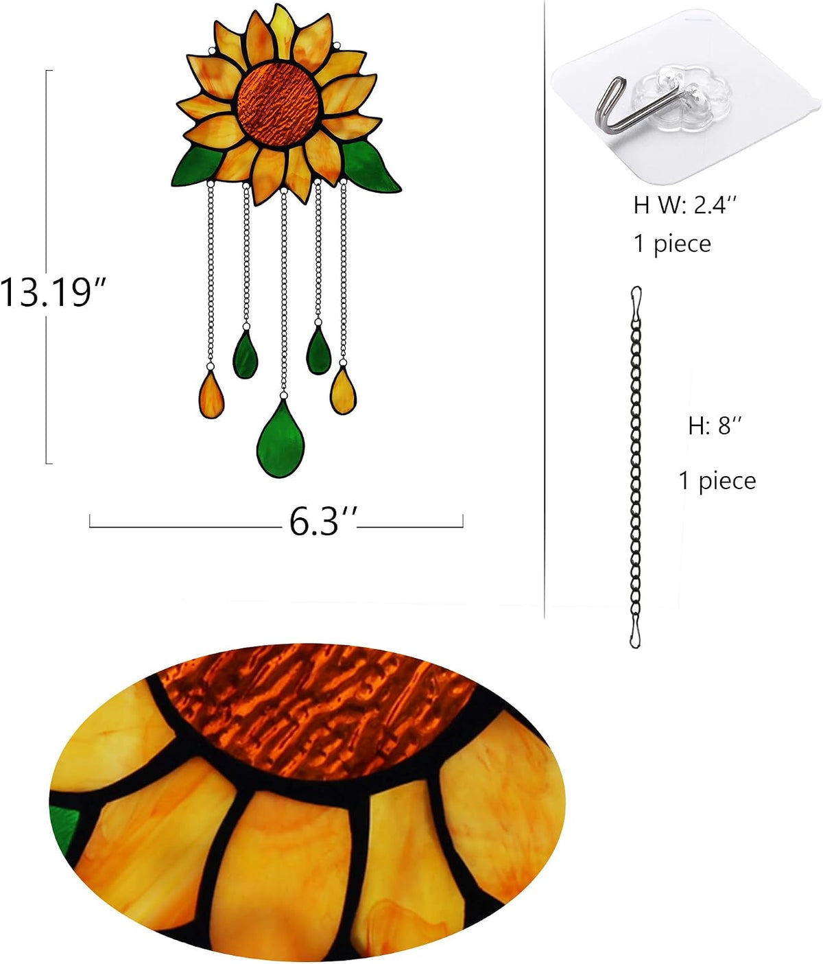 Colgante de Vitral de Girasol HAOSUM, Decoraciones de Fiesta de Cum...
