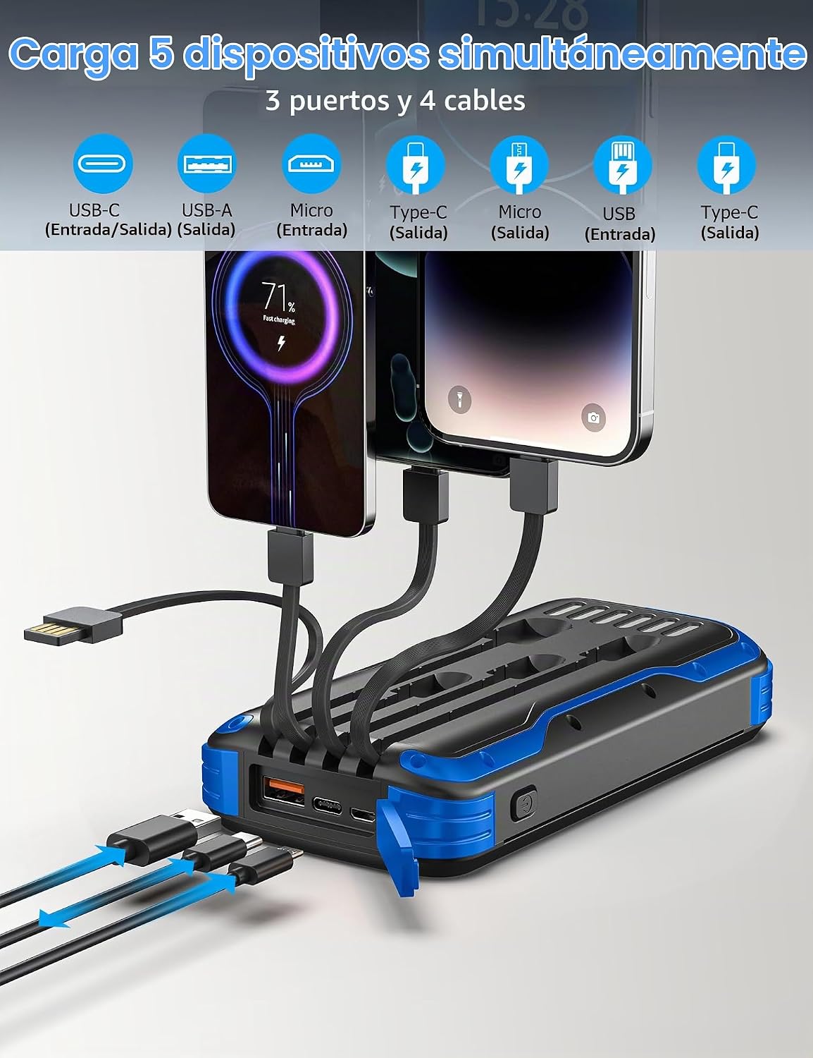 MINRISE Banco de energía solar 40000mAh, cargador portátil PD 20W c...