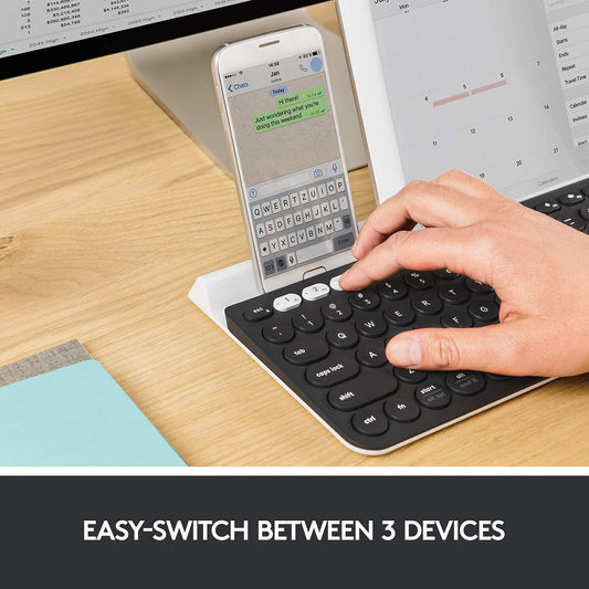 Logitech Teclado inalámbrico multidispositivo K780 con base incorpo...