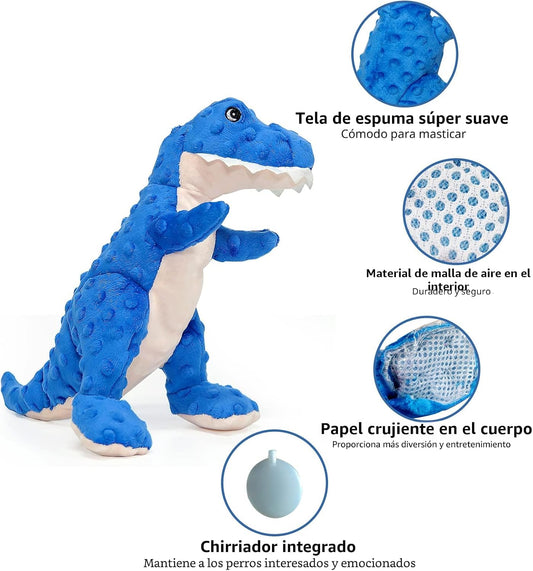 DODODOLA Juguetes para Perros Juguete Azul de Dinosaurio para Perro...