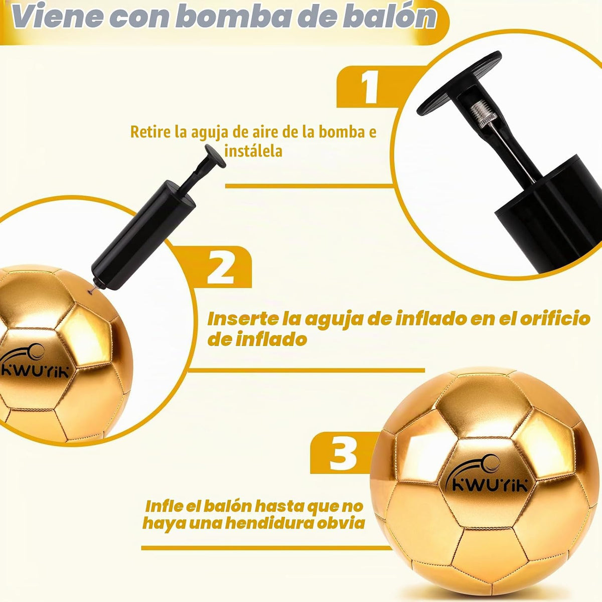 OKWUYiK Balón de fútbol de talla 3, 4, 5, con purpurina rosa, dorad...