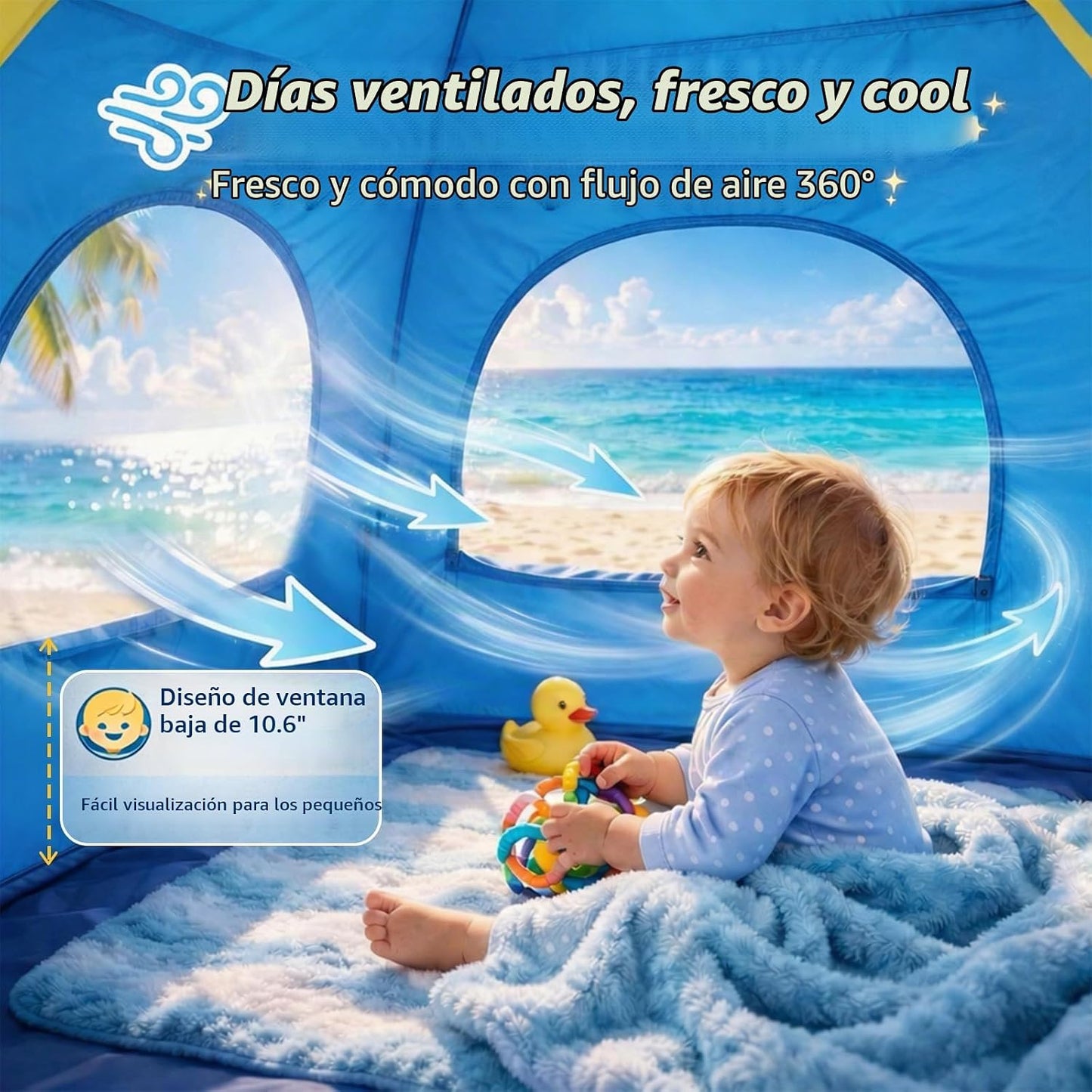 Tienda de campaña de playa para bebés con protección UV UPF 50+, in...