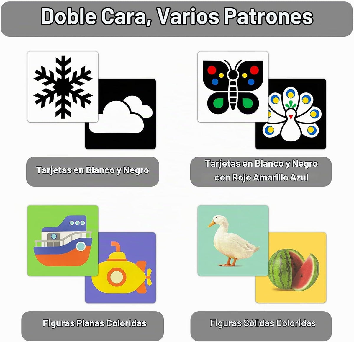 4 juegos de tarjetas de bebé blancas y negras de alto contraste par...