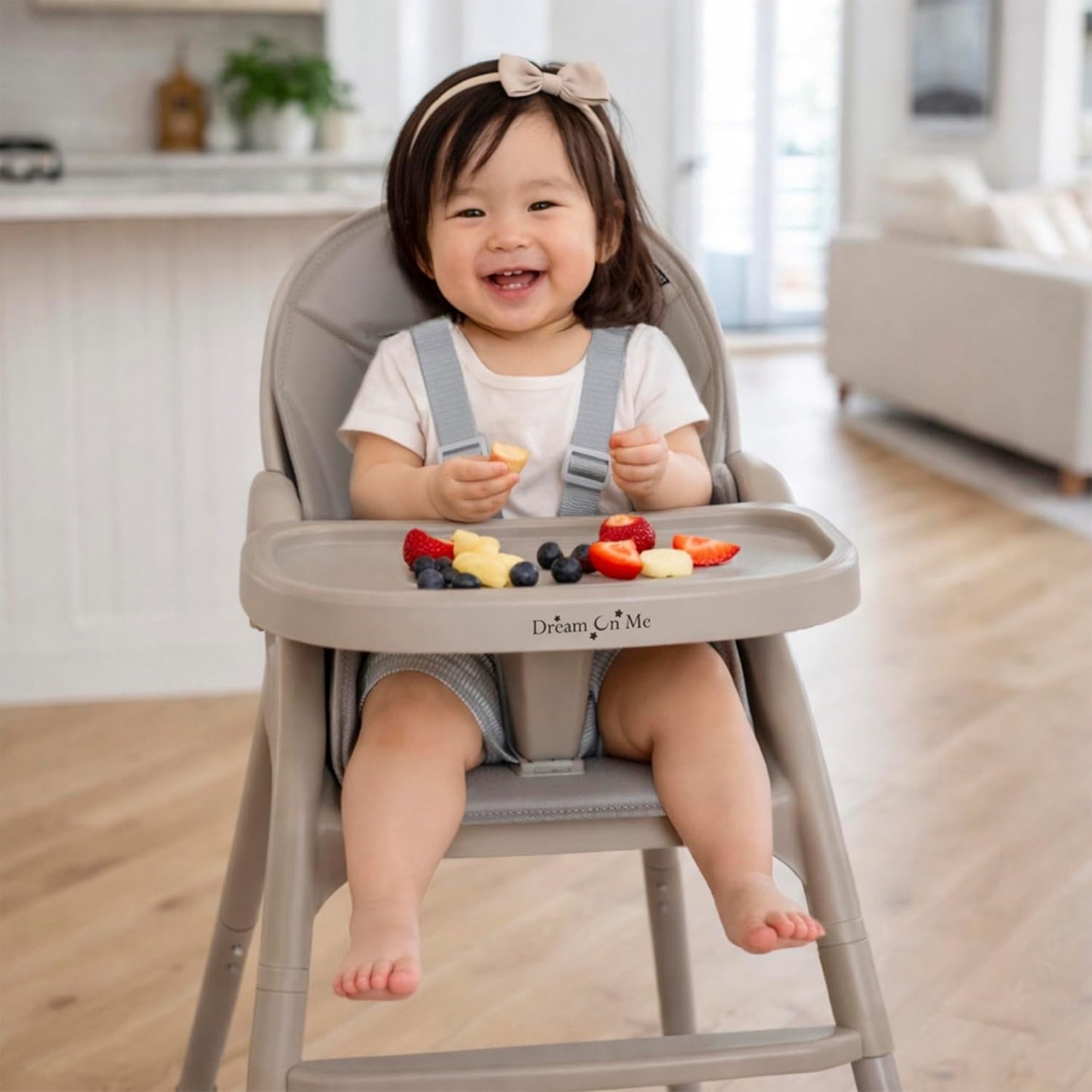Dream On Me Chomper Champ - Silla alta 2 en 1 en gris nube