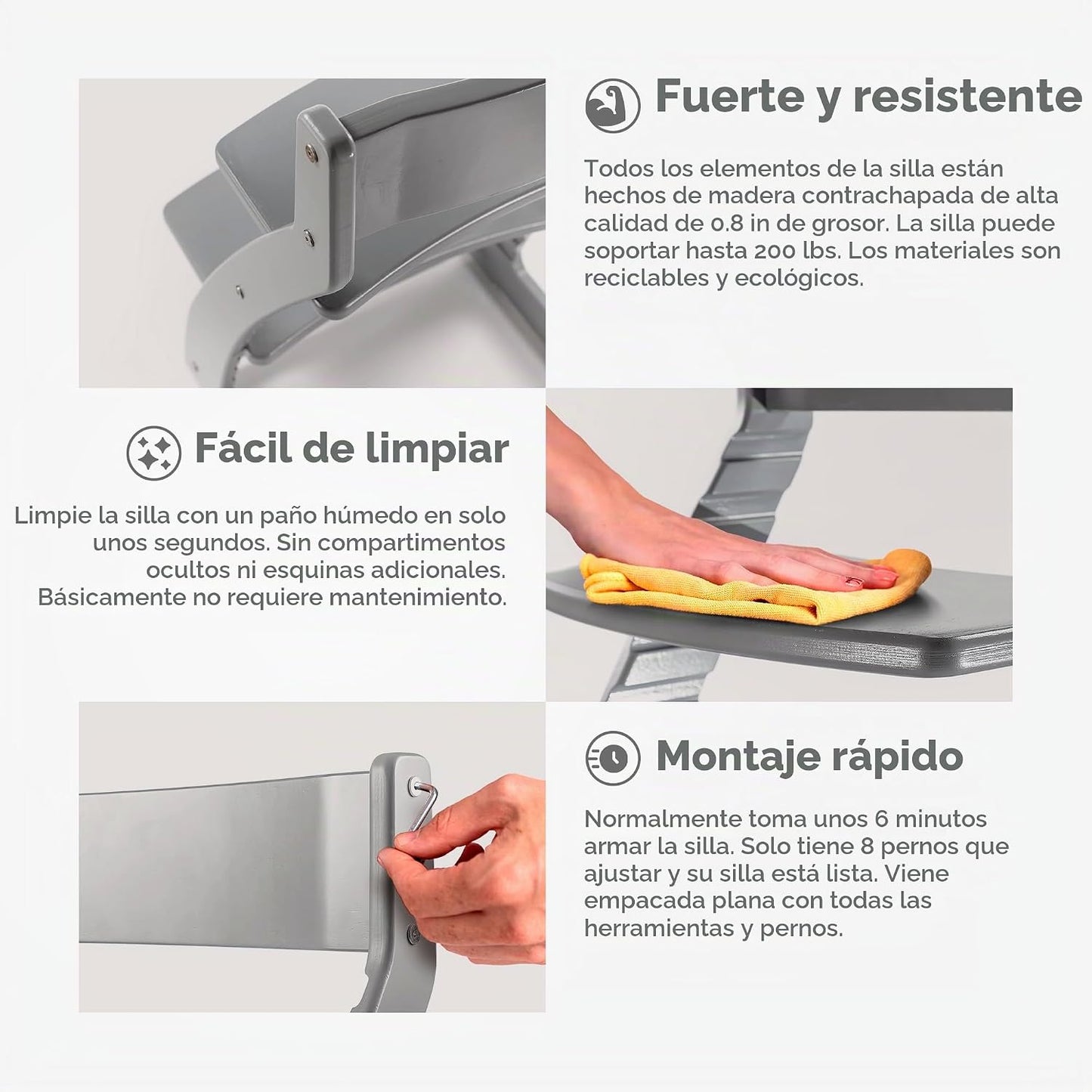 Fornel Silla alta de madera para bebés y niños pequeños, altura aju...