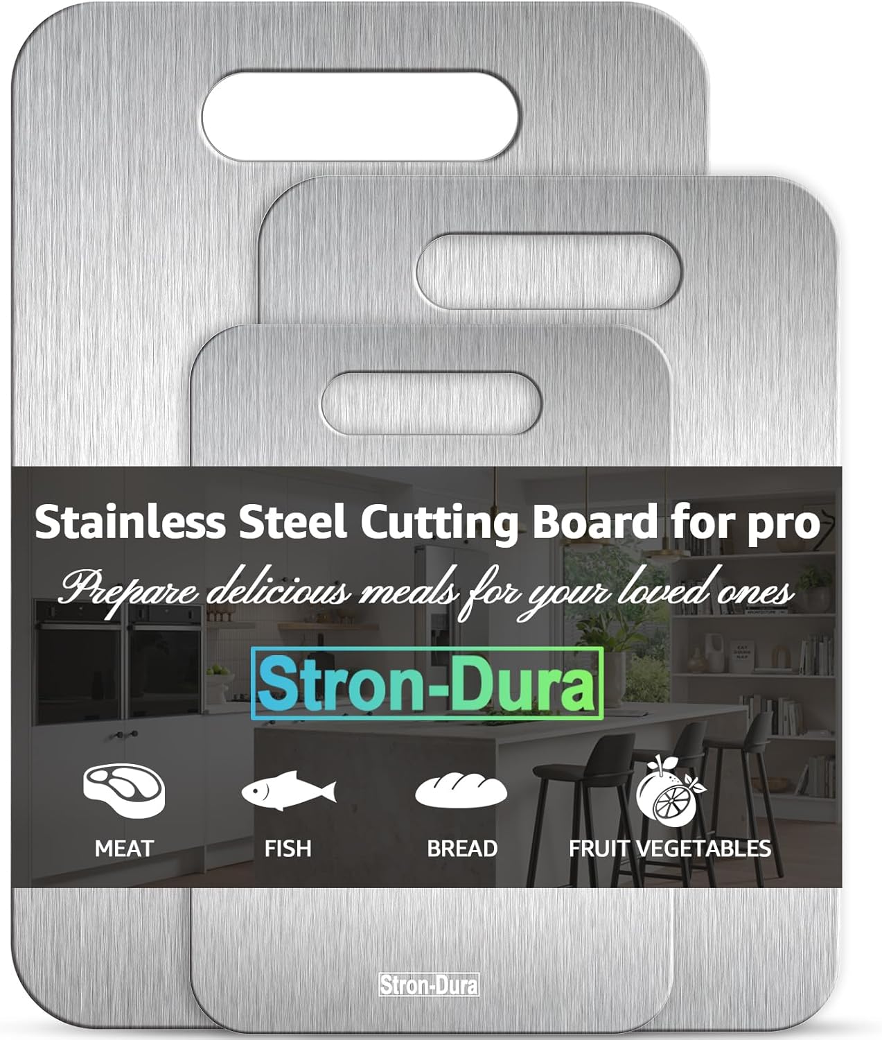 Stron-Dura Tabla de cortar, tabla de cortar de acero inoxidable, ta...