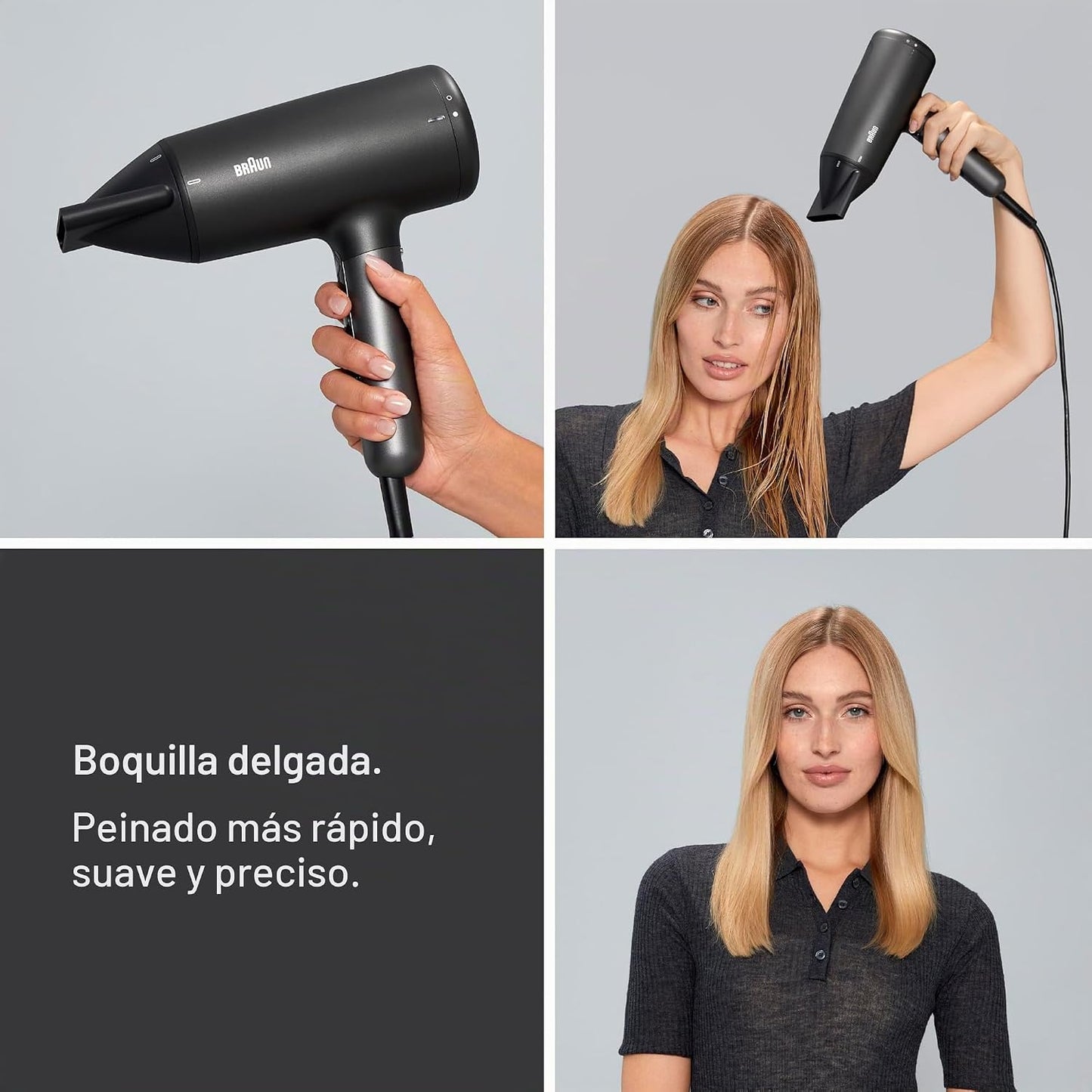 Braun Secador de pelo con difusor, secador de pelo con tecnología s...