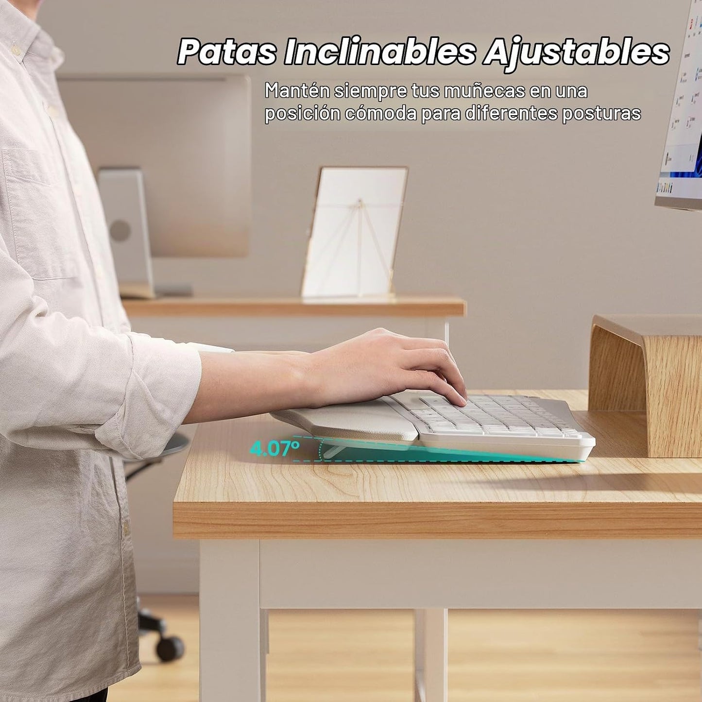 Teclado Ergonómico Inalámbrico Nulea RT05, Teclado Dividido con Rep...